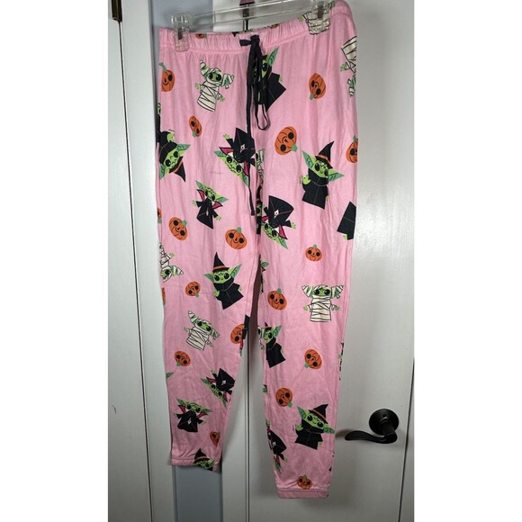 Star Wars The Mandalorian Womens Pink Halloween PJ Pants Baby Yoda Sz S NWOT - Picture 1 of 8